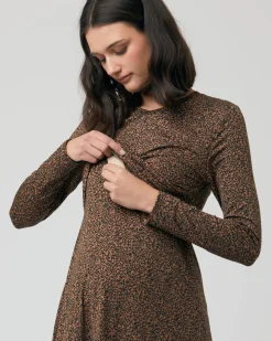 Shae Cross Front Nursing Dress Tan