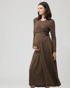 Shae Cross Front Nursing Dress Tan