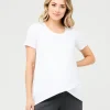 Short Sleeve Raw Edge Nursing Top White