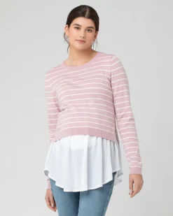 Sia Nursing Knit Dusty Pink / White