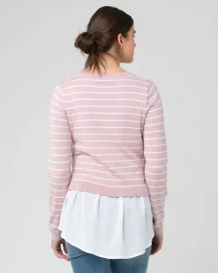 Sia Nursing Knit Dusty Pink / White