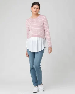 Sia Nursing Knit Dusty Pink / White