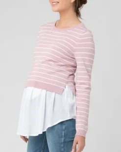 Sia Nursing Knit Dusty Pink / White