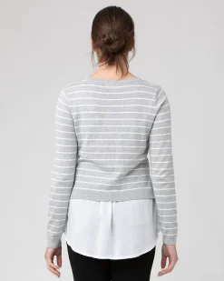 Sia Nursing Knit Silver Marle / White