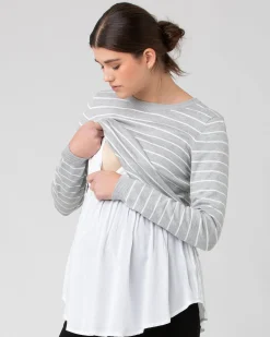 Sia Nursing Knit Silver Marle / White