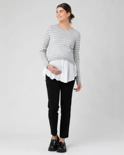 Sia Nursing Knit Silver Marle / White