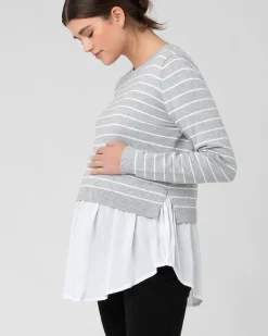 Sia Nursing Knit Silver Marle / White