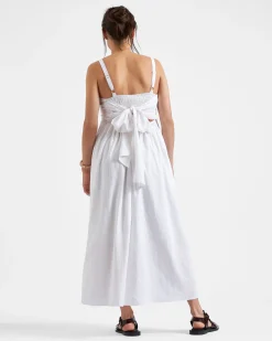 Simone Tie Back Linen Dress  White