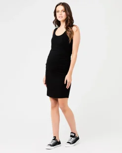 Sleeveless Nursing Tube Dress Black