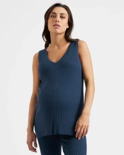Sophie Rib Knit Nursing Top  French Navy