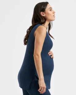 Sophie Rib Knit Nursing Top  French Navy