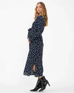 Spot Shirt Dress  Navy / White