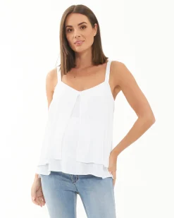 Stacy Split Front Nursing Cami White