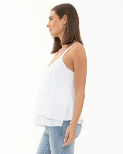Stacy Split Front Nursing Cami White