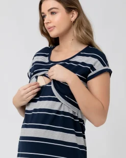 Stevie Nursing Nightie Navy / White / Black