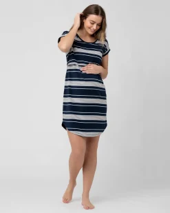 Stevie Nursing Nightie Navy / White / Black