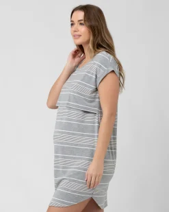 Stevie Nursing Nightie Silver/White/Black