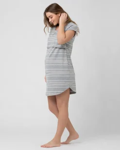 Stevie Nursing Nightie Silver/White/Black