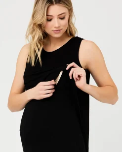 Summer Swing Back Nursing Tank Black