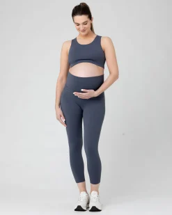Tempo Crop Legging Blue Steel