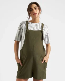 Terry Linen Playsuit Olive