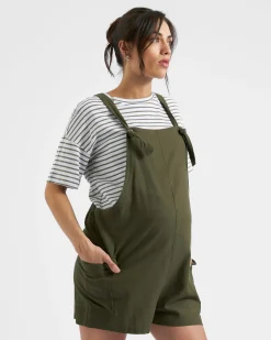 Terry Linen Playsuit Olive