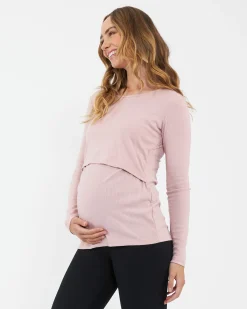 Tessa Rib Nursing Top Dusty Pink