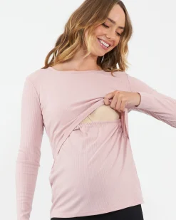 Tessa Rib Nursing Top Dusty Pink
