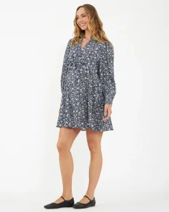Thea Dress  Navy / White