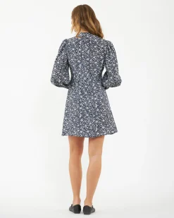 Thea Dress  Navy / White