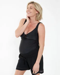 Tie Front One Piece Black