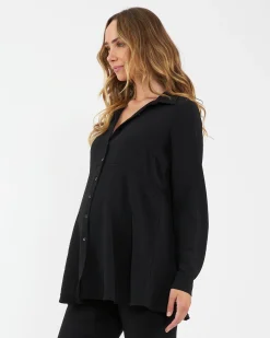 Tina Peplum Shirt Black