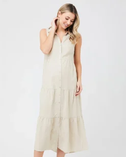 Tracy Tiered Linen Dress Natural