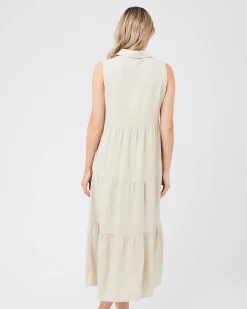 Tracy Tiered Linen Dress Natural
