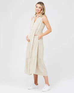 Tracy Tiered Linen Dress Natural