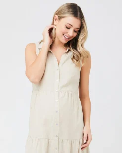 Tracy Tiered Linen Dress Natural
