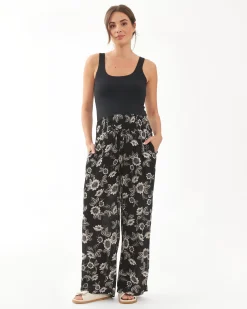 Trina Shirred Pants  Black / Natural