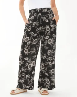 Trina Shirred Pants  Black / Natural