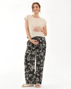 Trina Shirred Pants  Black / Natural