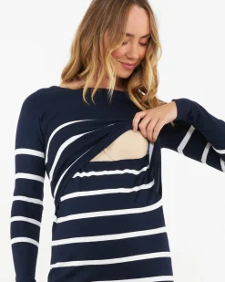 Valerie Up/Down Nursing Tunic Navy / White