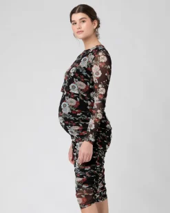 Wild Bloom Nursing Dress Black