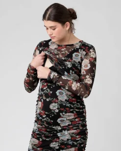 Wild Bloom Nursing Dress Black