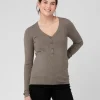 Zoe Button Up Nursing Knit Olive