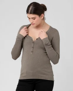 Zoe Button Up Nursing Knit Olive